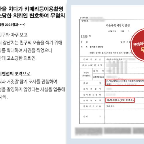친구와 장난을 치다가 카메라등이용촬영 혐의로 고소당한 의뢰인 변호하여 무혐의 결정
